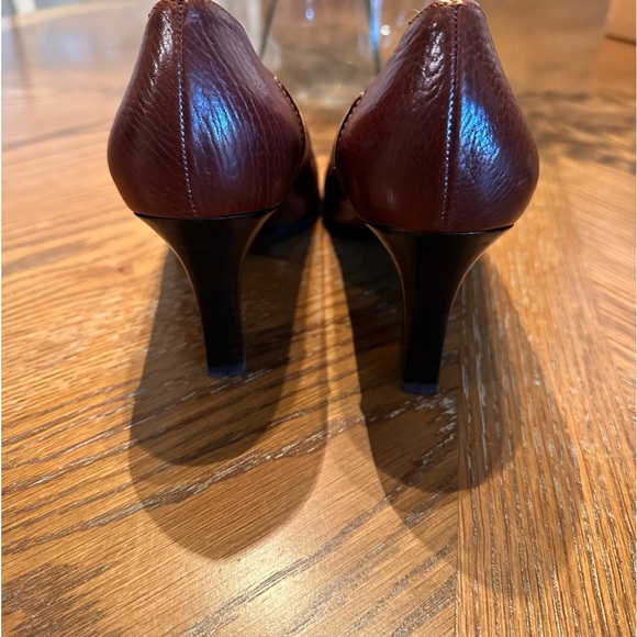 EUC Salvatore Ferragamo Muriel Pump Block Heels Pointed Toe Brn Leather Sz 8.5b - Picture 2 of 7